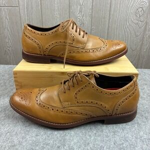 Rockport Mens 9 M Tan Leather Wingtip Brogue Oxfords Dress Shoes Formal Business
